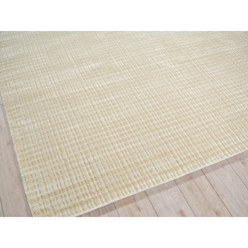 Cabrini Modern Handmade Silky Nylon, Light Beige Area Rug, Rectangle 10' x 14'