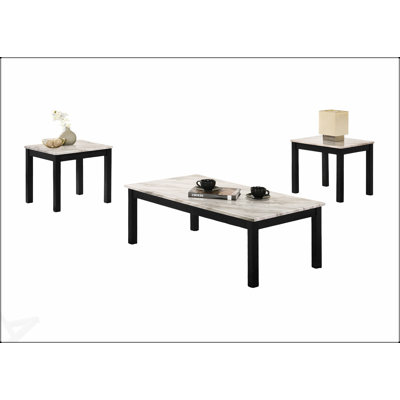 Ensemble de table basse et de table d'appoint 3 pièces Majestic White