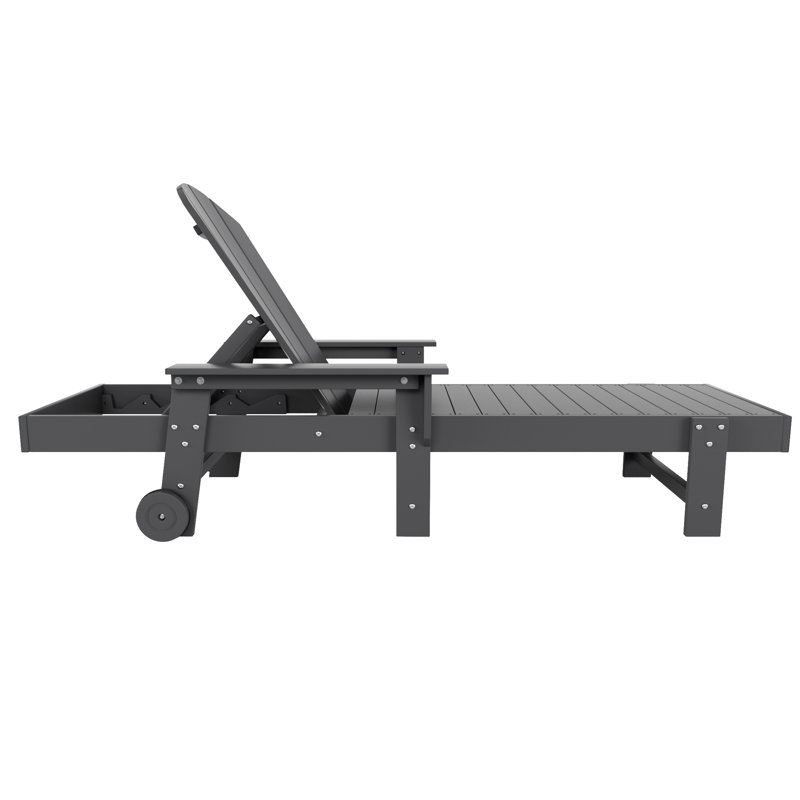 Laguna 77.6" Long Outdoor All-Weather Poly Single Chaise, Gray