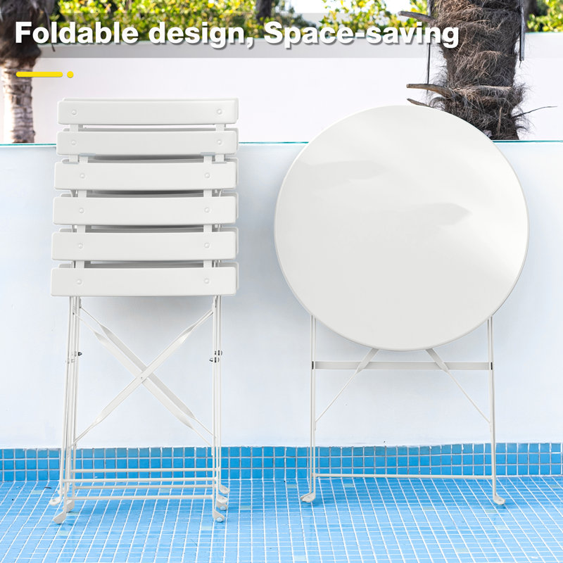Ensemble de table de salle à manger en fer pour 2 personnes, Blanc