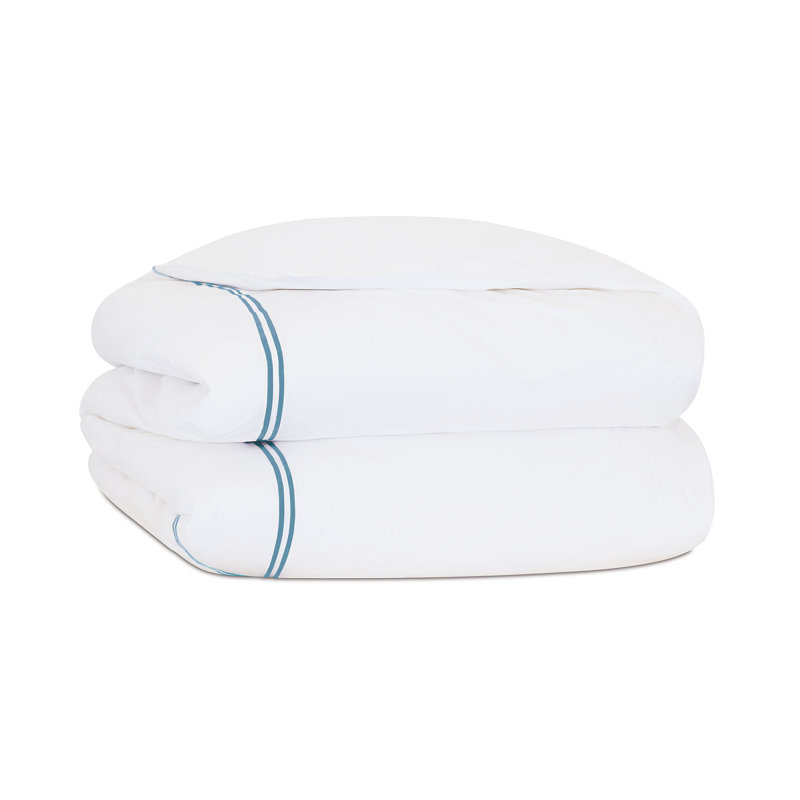 Enzo Cotton Percale Duvet Cover, Super King Duvet Cover, White/Ocean
