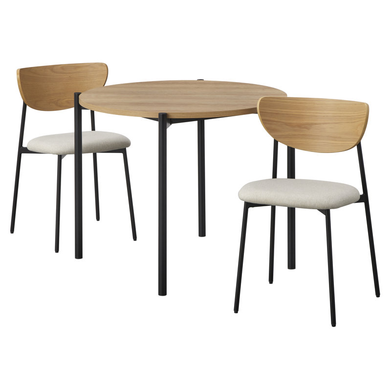 Jeremaiah Round Dining Set, 3 Pieces: Table, 2 Chairs
