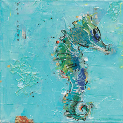 Little Seahorse Blue 1 Piece Wrapped Canvas Wall Art