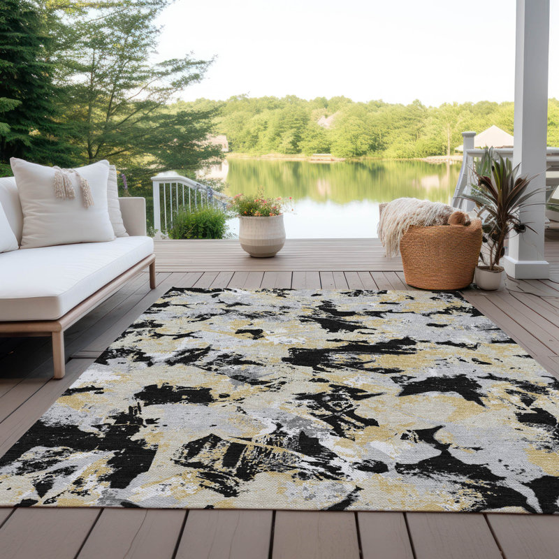 Malek Indoor/Outdoor Area Rug with Non-Slip Backing, Rectangle 5' x 7'6"