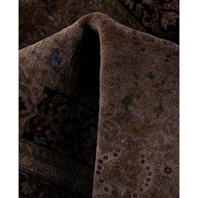 Overdyed Hand-Knotted Wool Modern-Contemporary Brown Runner 3' 0" x 12' 6"