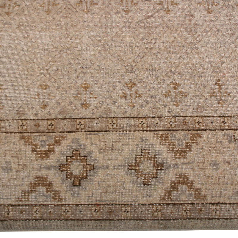Rug & Kilim's Homage Geometric Beige-Brown And Gray Wool Custom Rug, Rectangle 8' x 10'