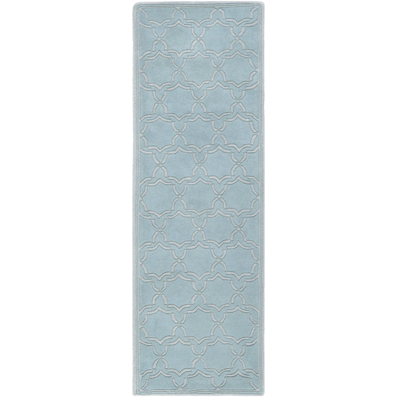 Tapis gris en laine touffeté à la main Carolene, Tapis de couloir 2 pi 3 po x 9 pi