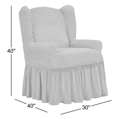 Ruffled Box Cushion Wingback Slipcover