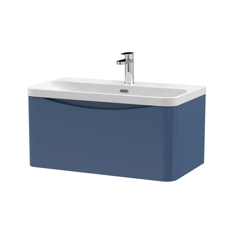 Lunar Bathroom Vanity, Satin Blue, 80.7 cm W