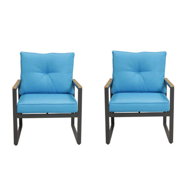 Ensemble de fauteuils en aluminium résistant aux intempéries avec coussins haut de gamme, Bleu