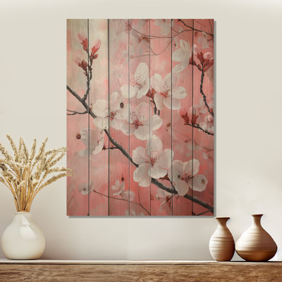 Moment In Spring Spring Cherry Blossom I - Décoration murale en bois de cerisier en fleurs - sur bois de pin naturel