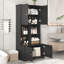 Armoire de rangement haute et large pour salle de bain avec 4 portes, tablettes réglables et tablettes ouvertes multicouches pour une organisation maximale-1646354719