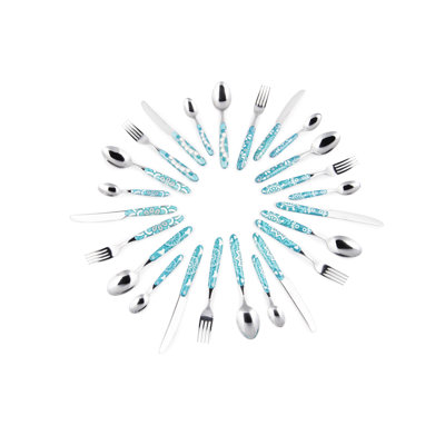 24 Pieces Coloured Cutlery Set, Service For 6