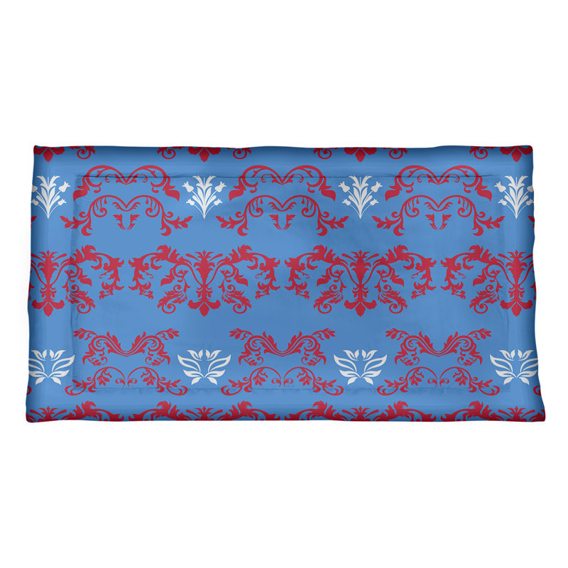 Football Baroque Pattern Pillow Sham, King, Polyester, Blue/Red/White