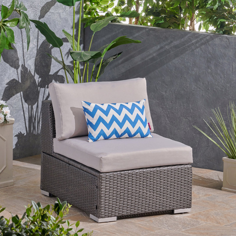 Patio Armless Chair Gry + Alu, Gray Cushion/Gray Frame