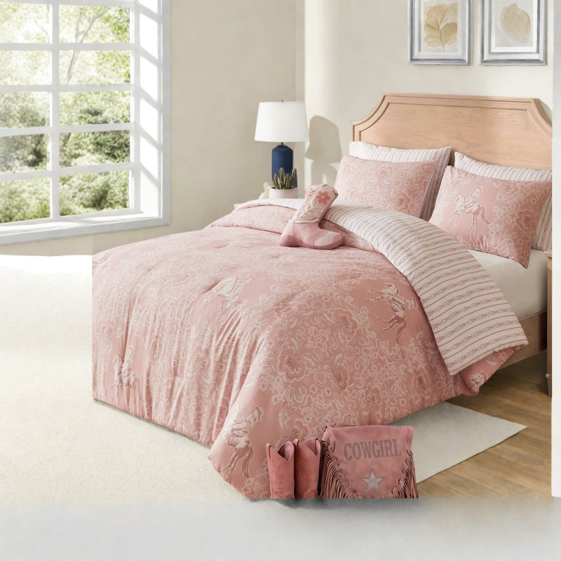 Ensembles de literie rose Western Cowgirl, ensemble d'édredon simple / simple en microfibre XL