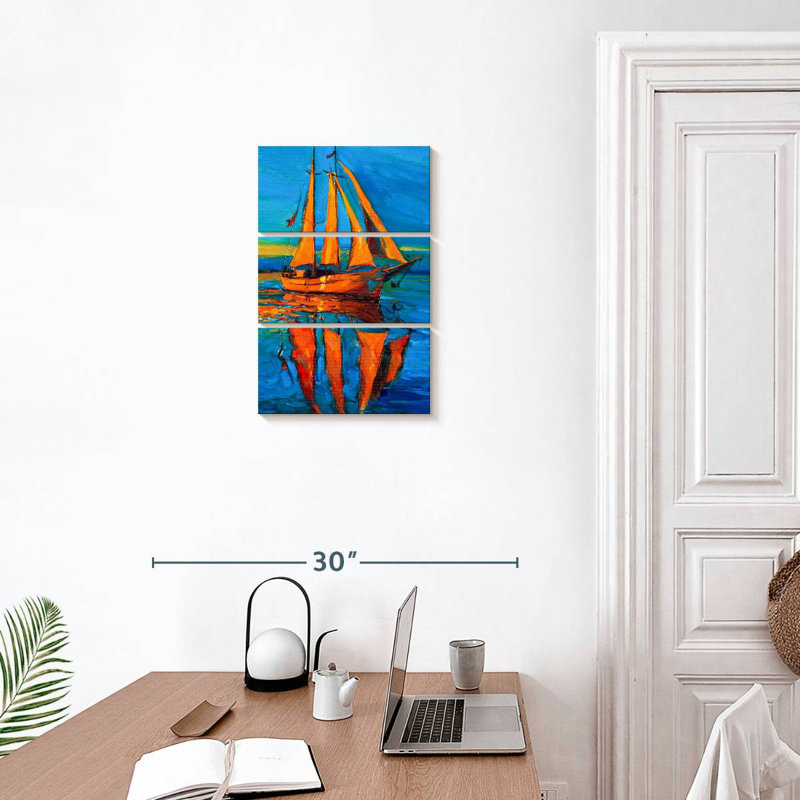 Voilier Mehar Sunlit en mer, H 74 po x l 48 po