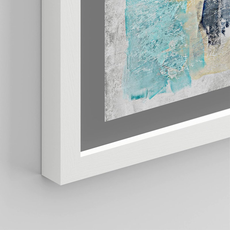Pastel aquarelle bleu sarcelle jaune, coup de peinture jaune, ensemble de 4 impressions murales abstraites encadrées sur papier, impression de 4 pièces