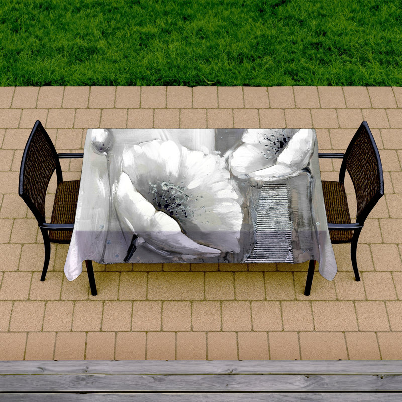 Industrial Monochrome Flowers Tablecloth | Livingroom Decor