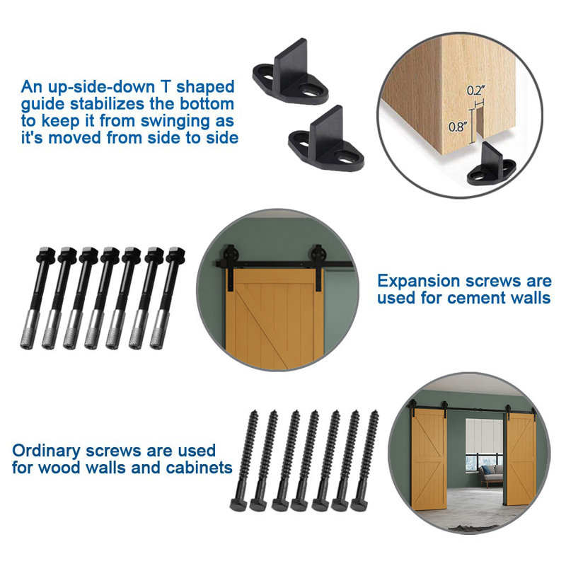 Standard Metallic Steel Barn Door Hardware Kit, 120-inch Track