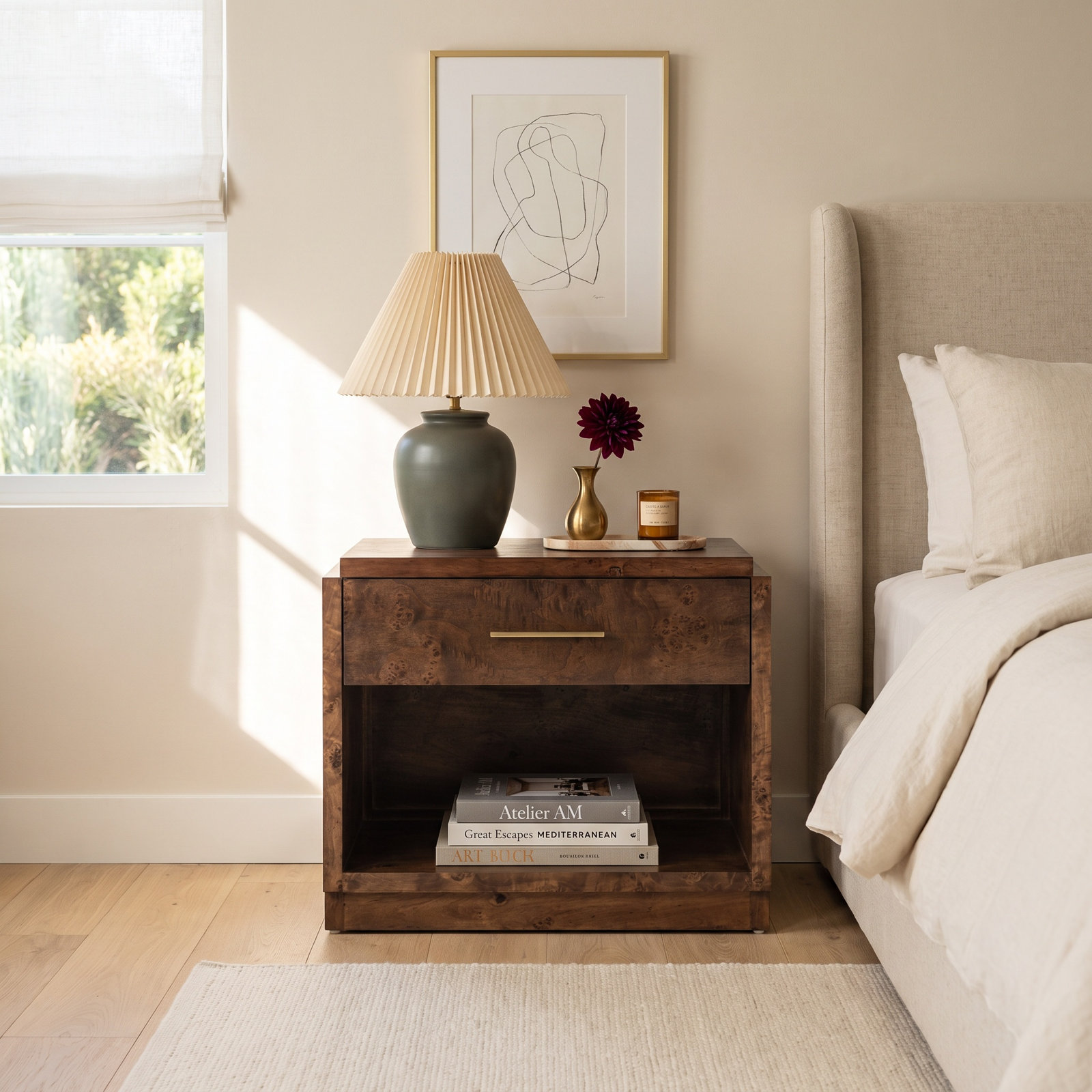 Kingston Maple Nightstand, Dark Burl