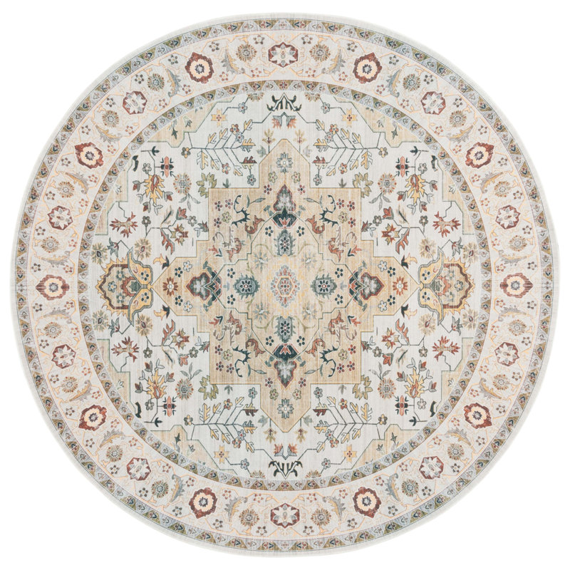 Ceniya Performance Machine Washable Oriental Rug, Round 6'