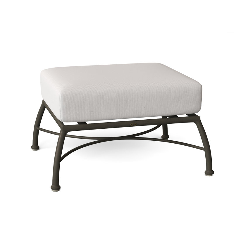 Majorca Outdoor Ottoman with Cushion, Linen Snow, Welt