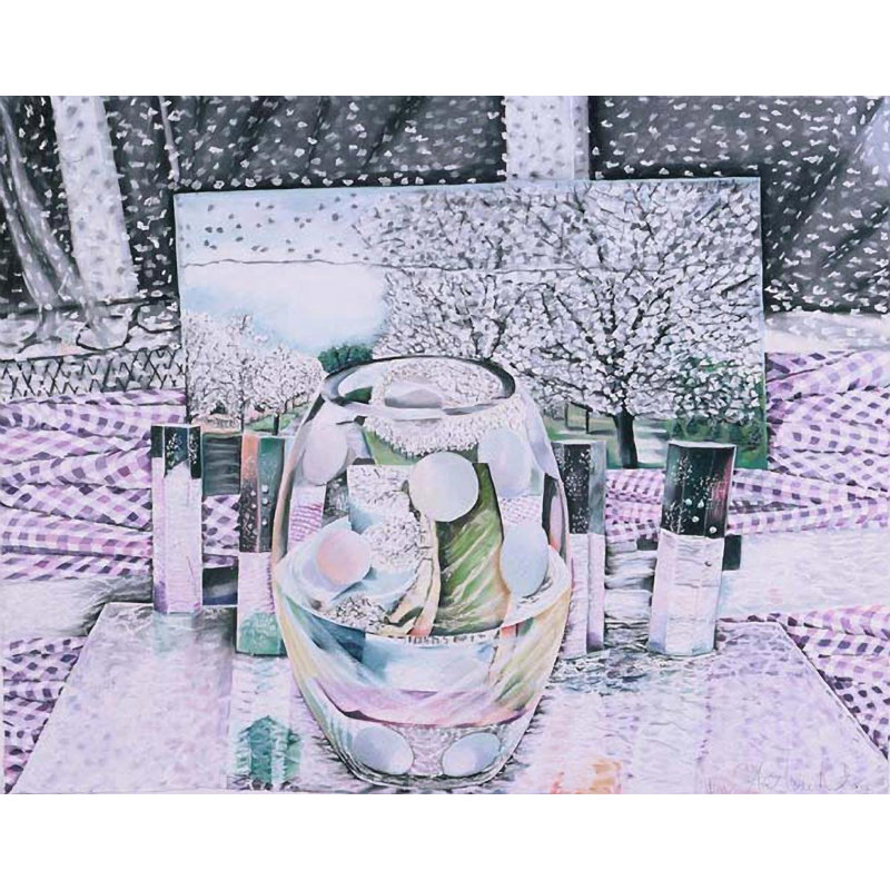 Snow And Pear Trees Painting by Nancy Staub Laughlin