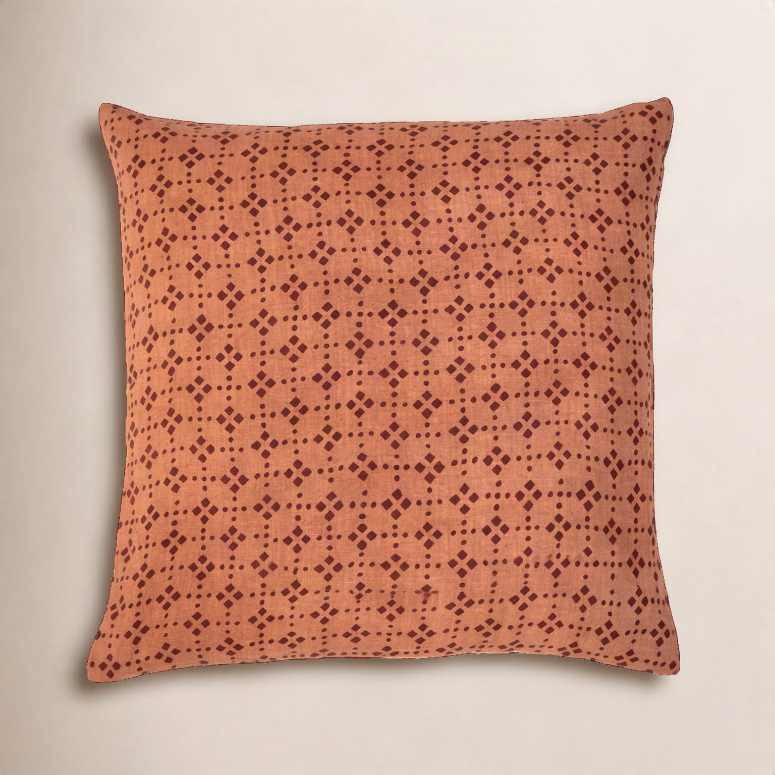 20" x 20" Linen Accent Pillow, Brown Polka Dots