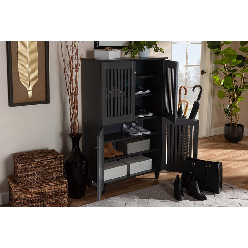 Dariell 18 Pair Shoe Storage Cabinet, Dark Gray