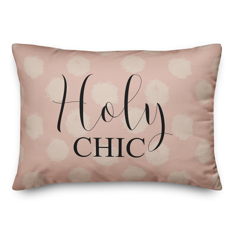 Coussin lombaire rectangulaire à pois, Rose / noir
