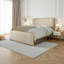 Cadre de lit élégant en métal doré moderne avec tête de lit tapissier courbée et rangement sous le lit - Grand, beige-428735341-428735342