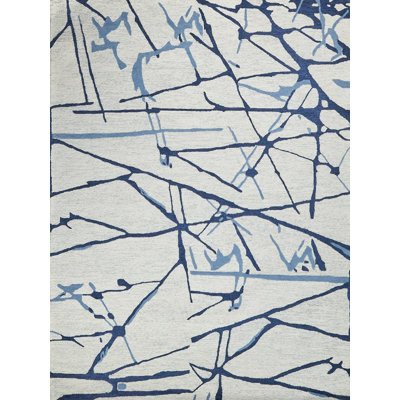 Mystic Wool Abstract Area Rug in Navy