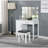 Dark Grey And White Vanity With Stool, Drawer Storage Hidden Side Cabinet, 36 Inches Wide, 53.37 Tall, 19 Deep