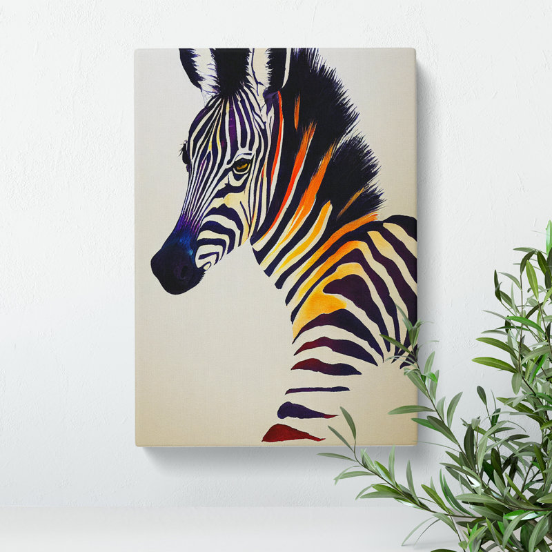 XC1022-1657X Colourful Zebra - Wrapped Canvas Print, 76cm H x 50cm W x 3cm D