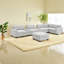 Canapé modulaire fonctionnel avec rangement, chenille gris clair, ensemble de salon moderne