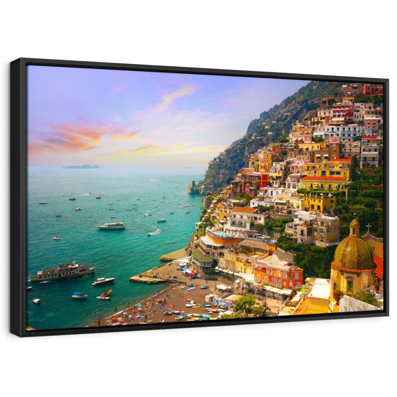 Village animé de Positano, H 29 po x l 43 po