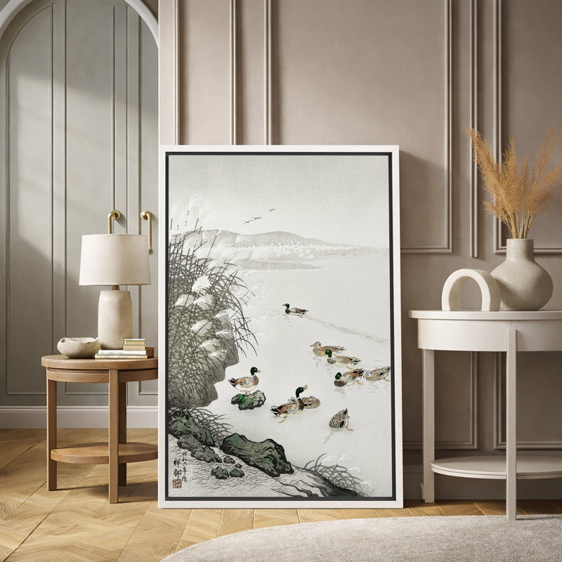 "Canards nageant" par Riverside, impression de paysage serein, impression sur toile encadrée, H 24 po x l 16 po x P 1,5 po