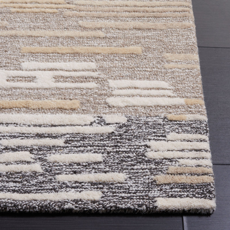Tapis en laine / coton touffeté à la main Jeyda brun clair / beige, Tapis de couloir 2 pi 3 po x 8 pi