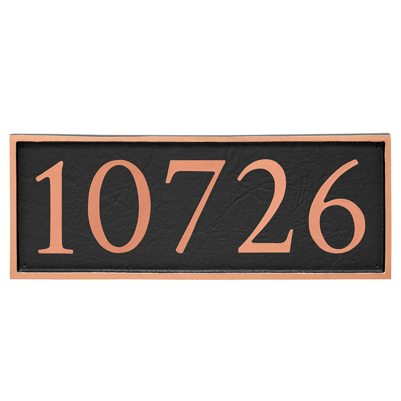 Plaque d'adresse murale 1 ligne Serif, Noir, Cuivre