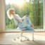Chaise de bureau rembourrée ergonomique à pieds croisés avec support lombaire et roulettes-353675089