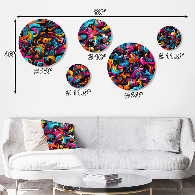 Christien - Ensemble d'art mural géométrique moderne rond de 5