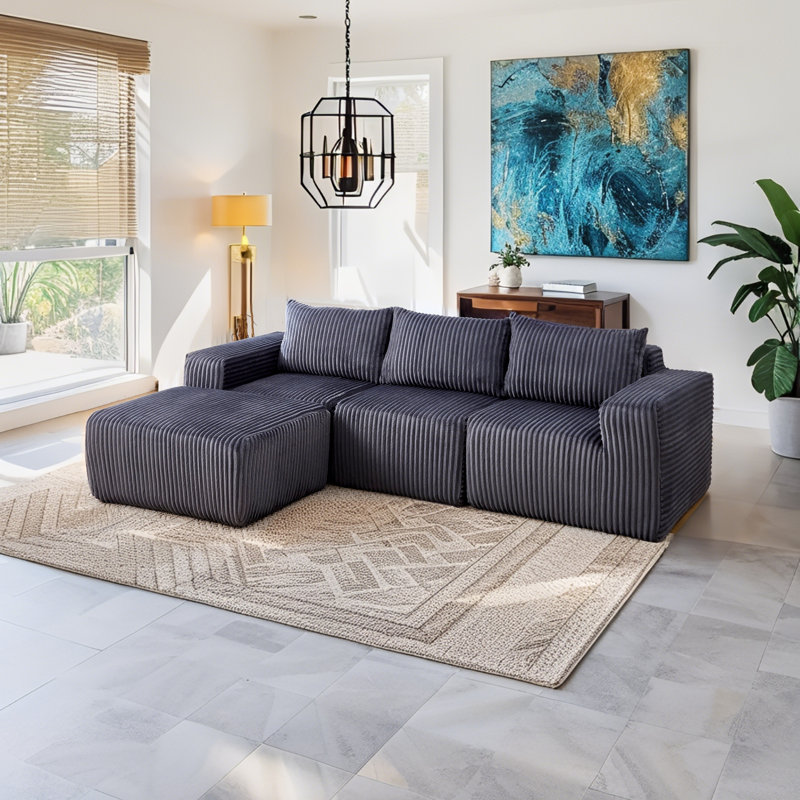 Boneless Modular Vacuum-Compressed Dark Gray Sofa