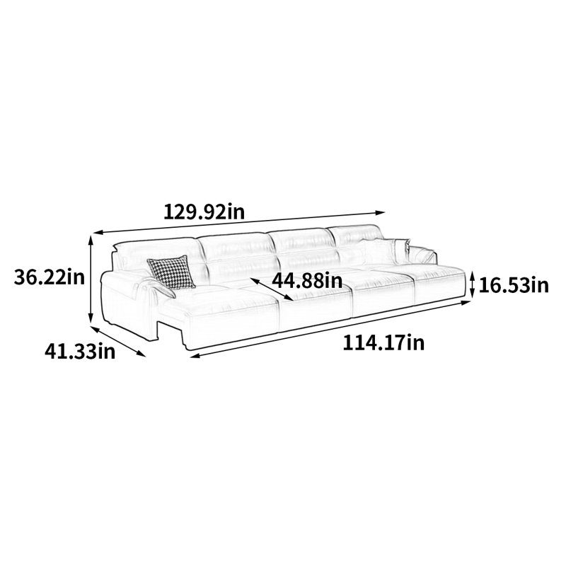 Canapé électrique télescopique haut de gamme, H 36,22 po x l 129,92 po x P 41,33 po, 4