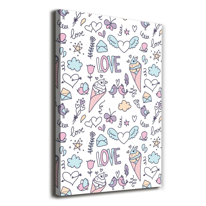 Romantic Pattern - Wrapped Canvas Print