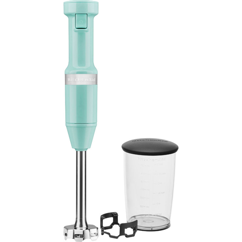 KitchenAid Variable Speed Corded Hand Immersion Blender with Removable Stainless Steel Arm, Blending Jar & Pan Guard in Ice Blue