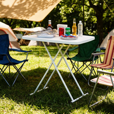 Table pliante réglable – Bureau personnel portable en plastique pour le bureau ou la maison – Table rectangulaire pour les repas et le chevet – Idéale pour les fêtes, les événements et le camping – Plateau télé compact