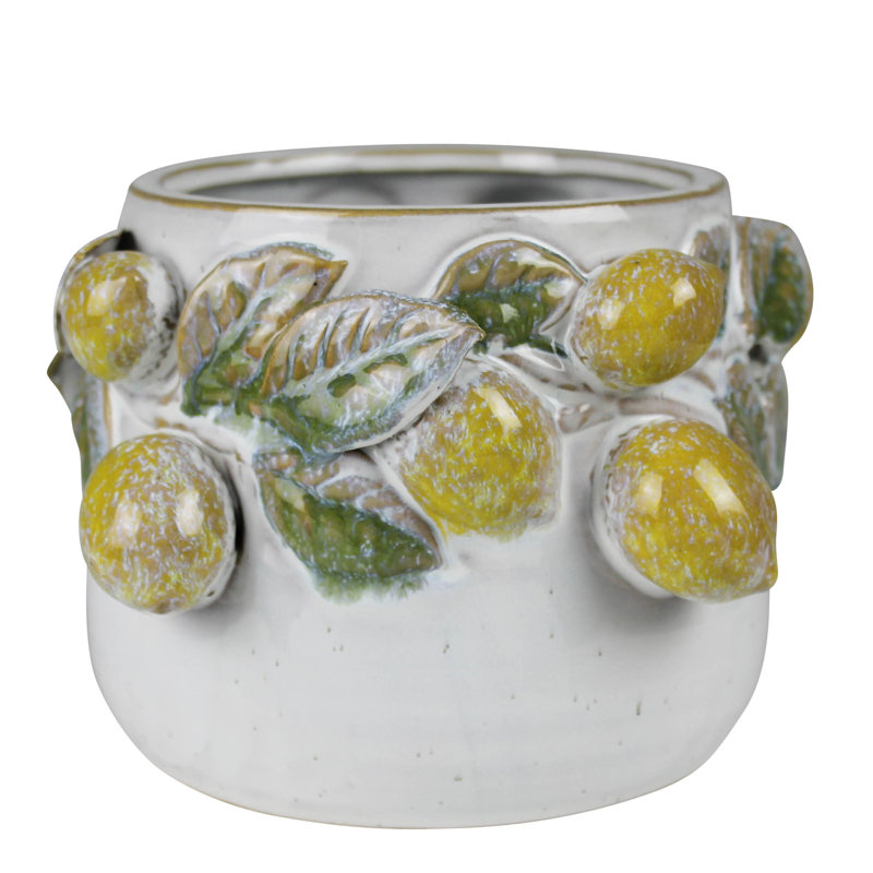 Cache-pot citron, céramique - 4 po