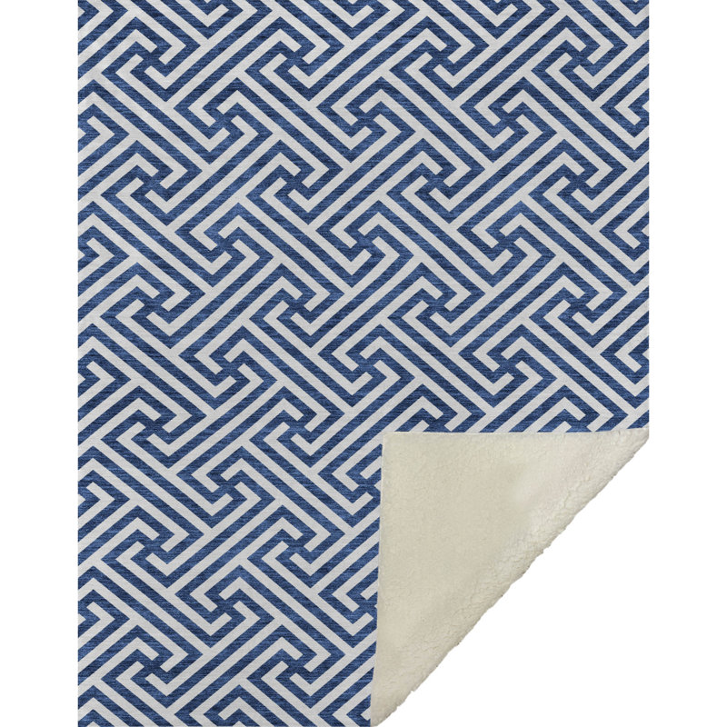 Jeté géométrique Addison Sherpa ASB731, Bleu