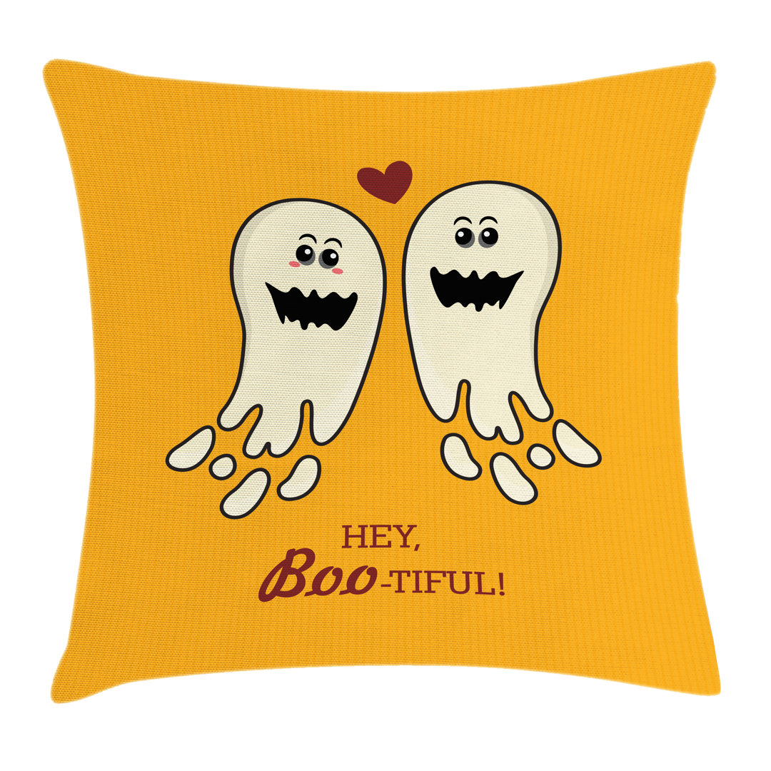 Kissenbezug, Hey Boo-tiful Text Ghosts, Halloween, Orange Eggshell Maroon